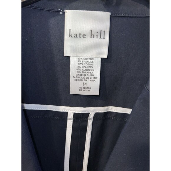 Kate Hill Jacket Womens Sz 14 Navy Blazer One Button Career Nautical Stretch New - Picture 2 of 9